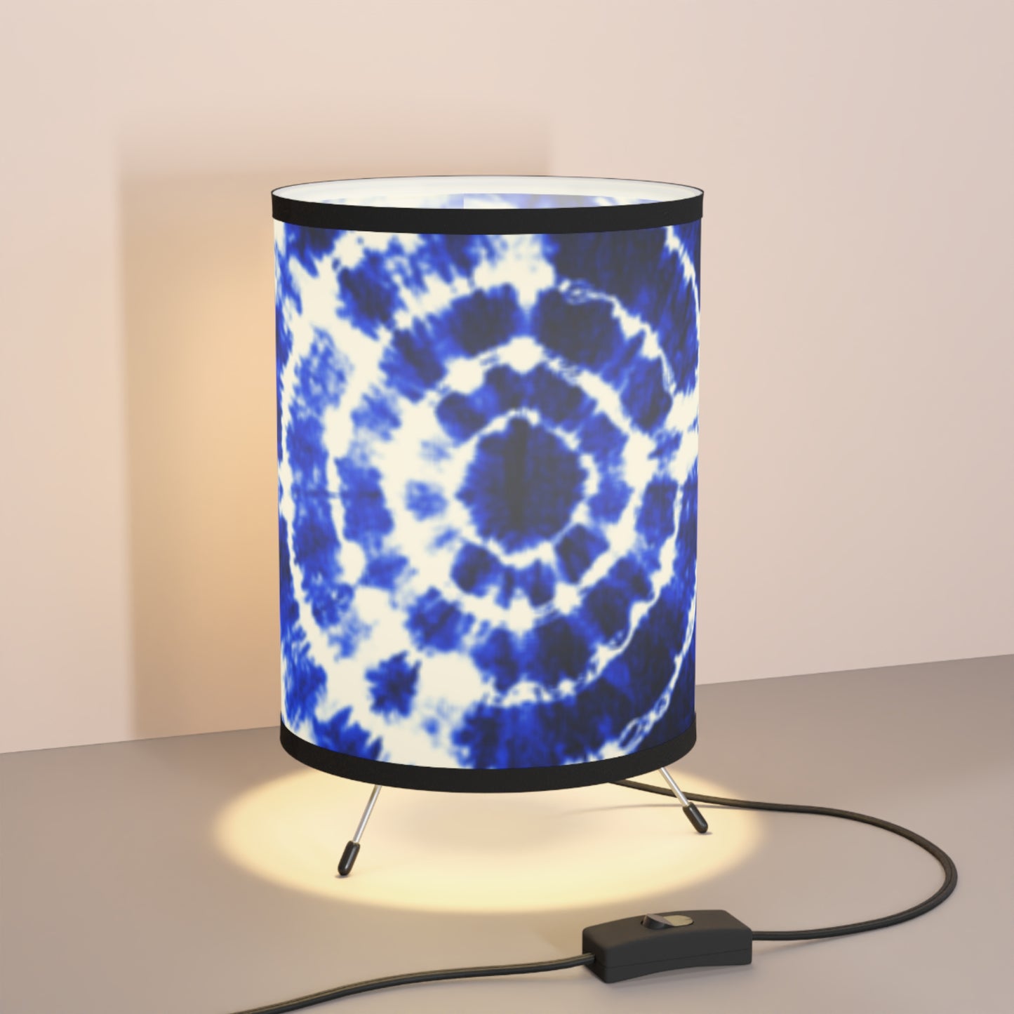 Blue Shibori Tie Dye Tripod Lamp
