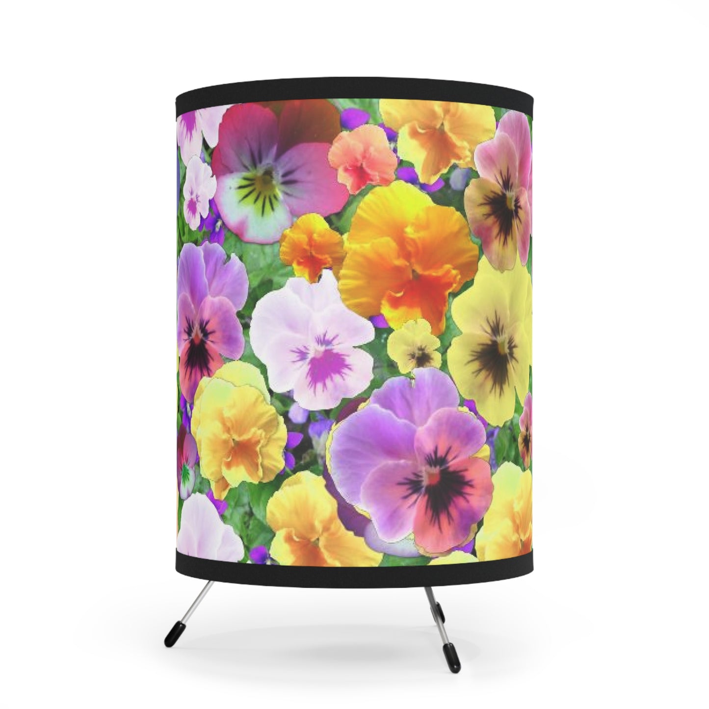 Pretty Pansies Tripod Lamp