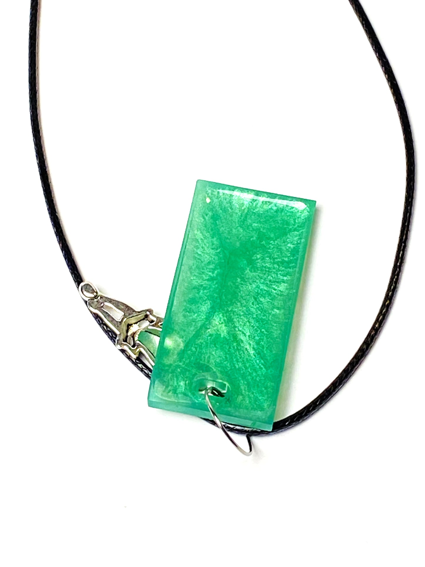 Elegant Cat and Green Resin Charm Necklace