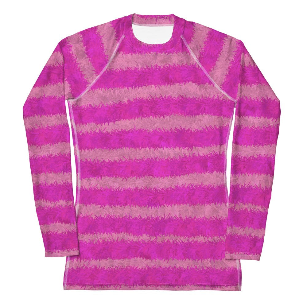 Cheshire Cat Inspired Fur Print Women's Rash Guard