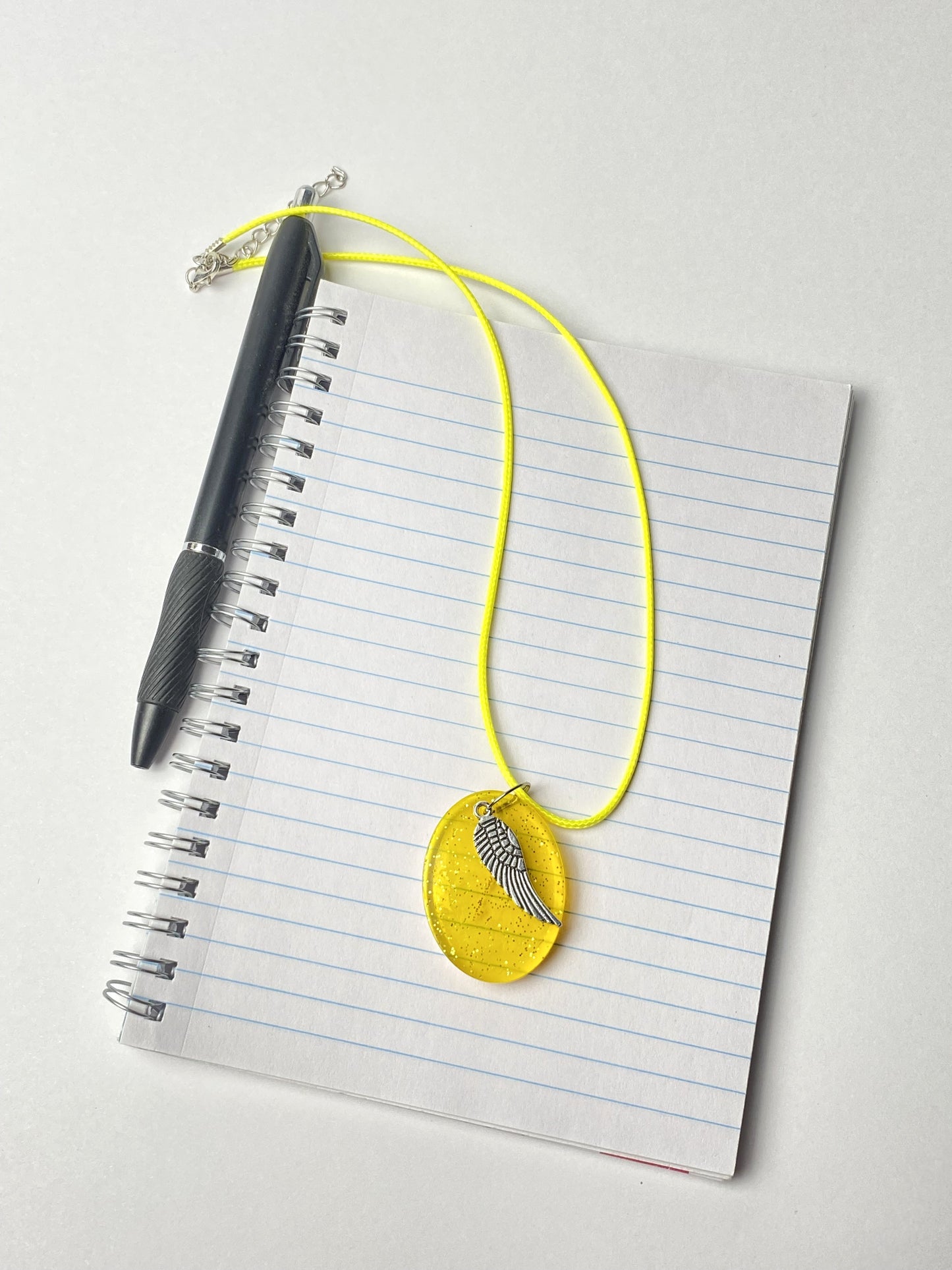 Wing Charm with Yellow Gold Resin Necklace