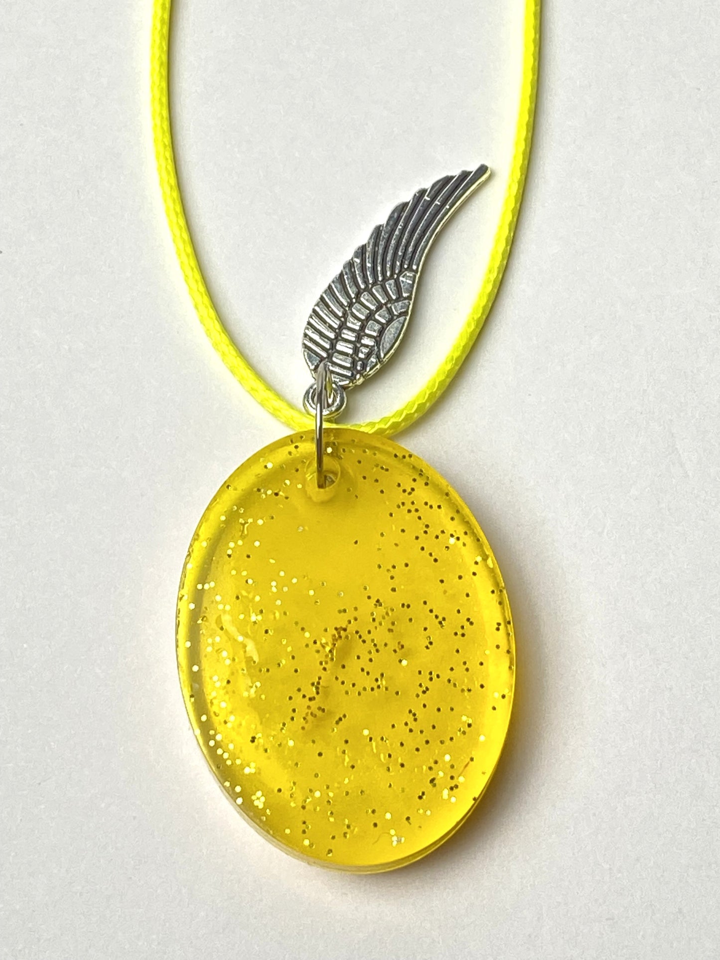 Wing Charm with Yellow Gold Resin Necklace