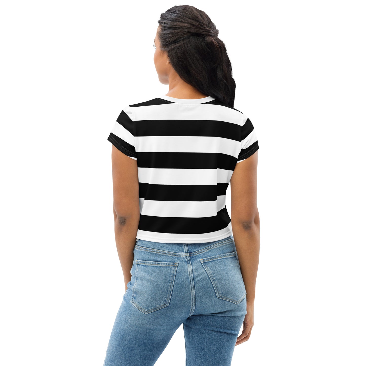 Black and White Stripe Crop Tee