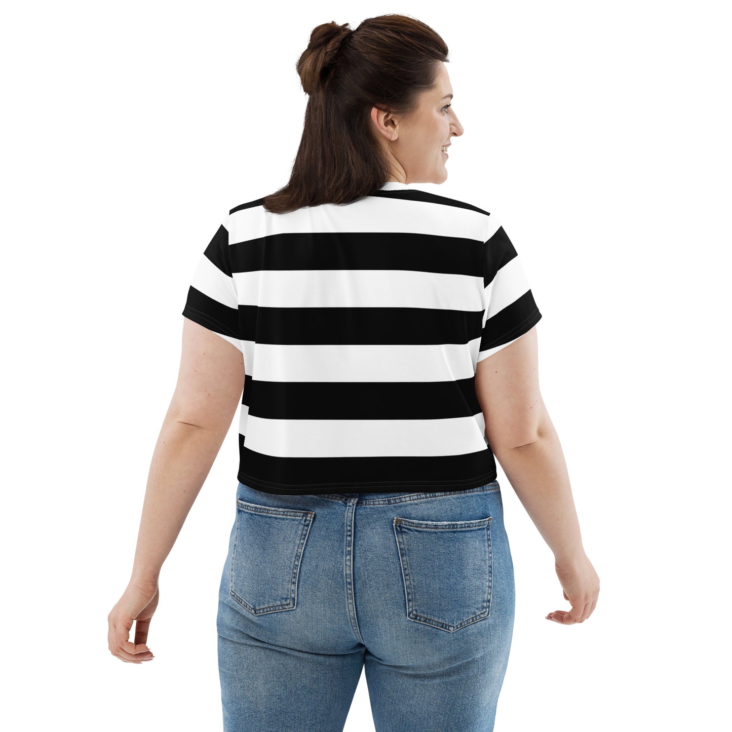 Black and White Stripe Crop Tee