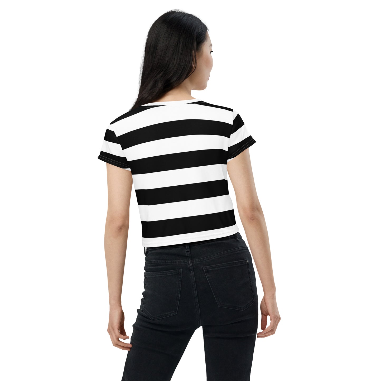 Black and White Stripe Crop Tee