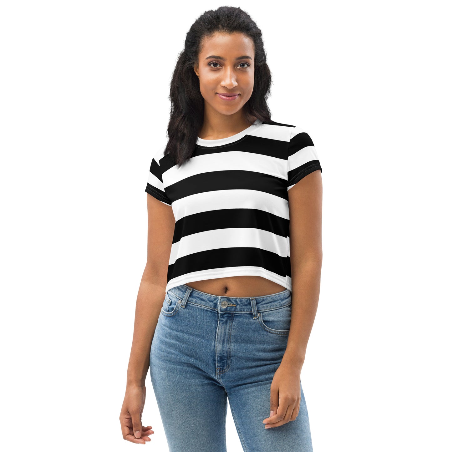 Black and White Stripe Crop Tee