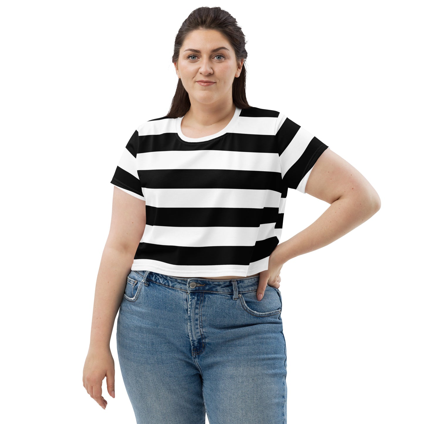 Black and White Stripe Crop Tee
