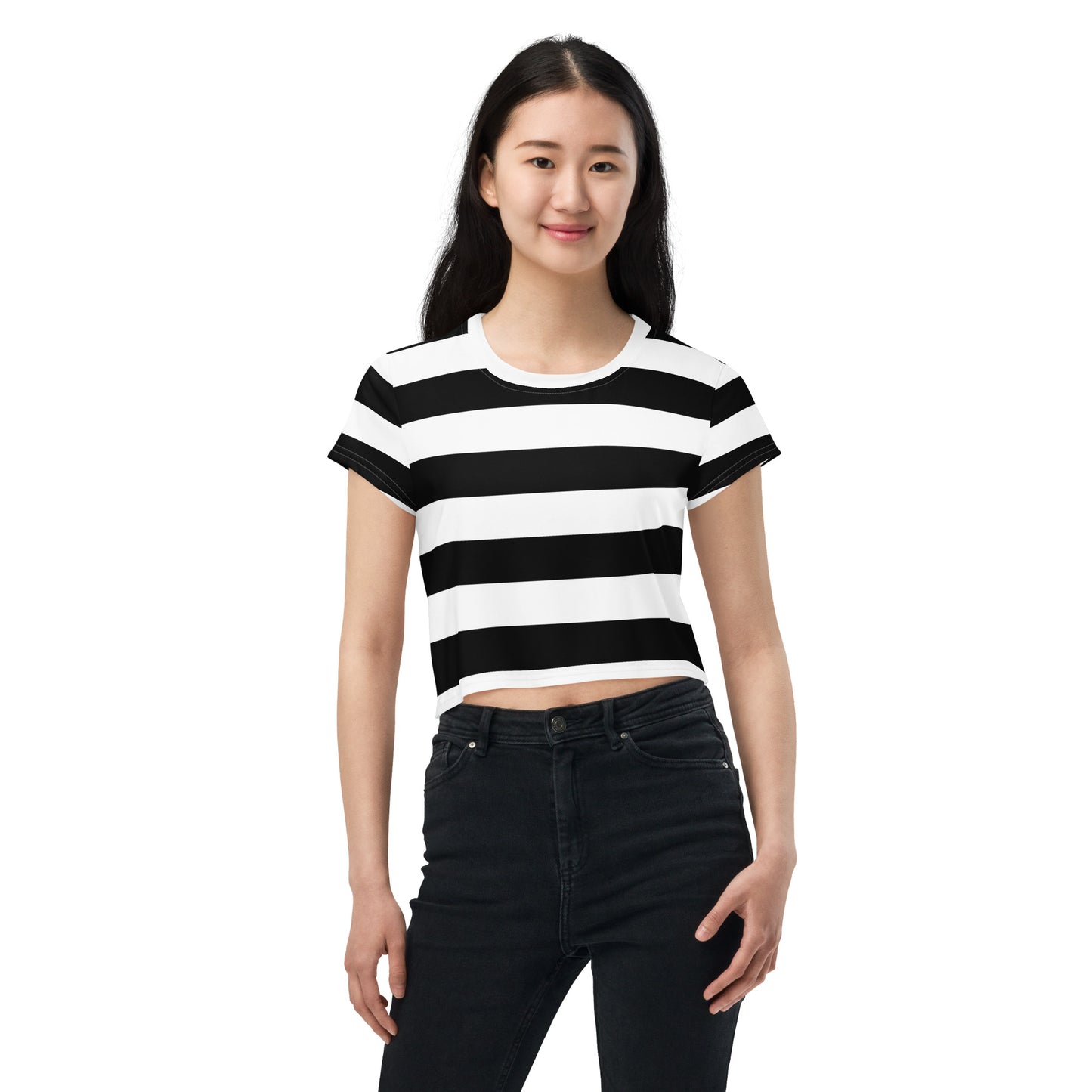 Black and White Stripe Crop Tee