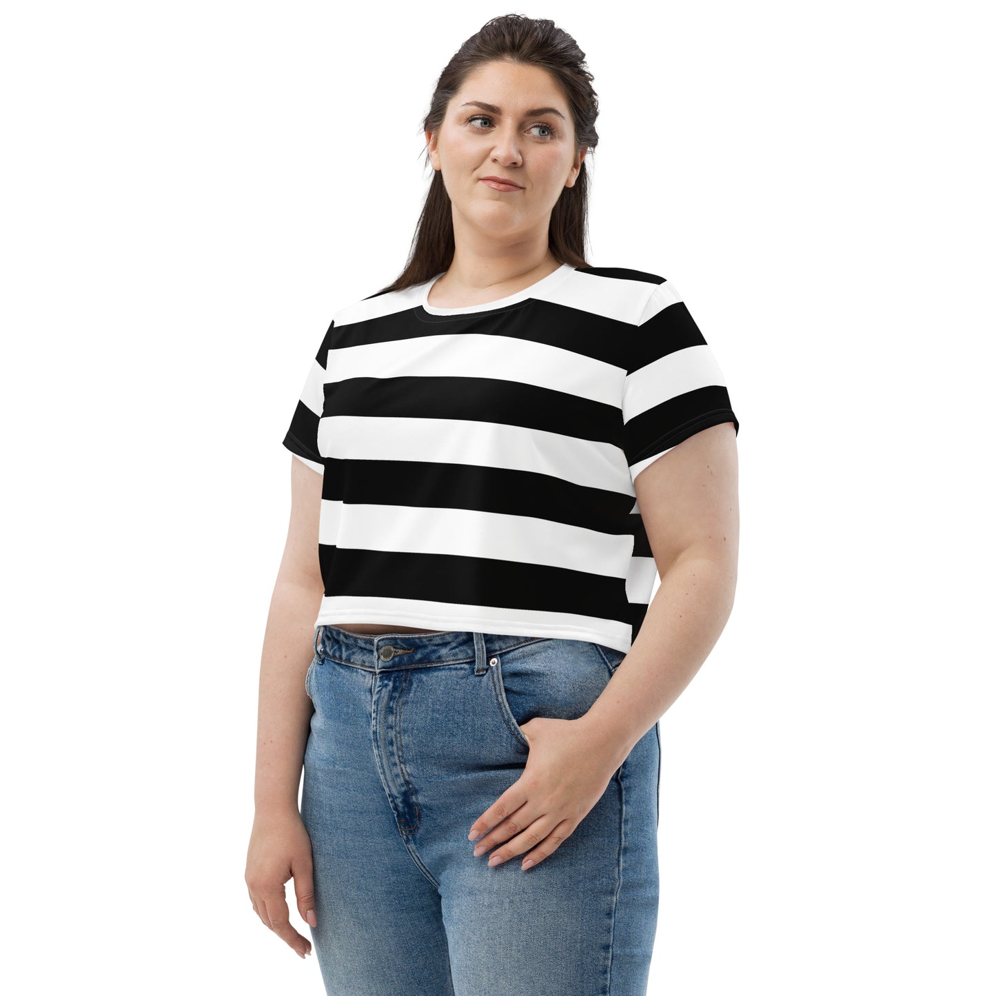 Black and White Stripe Crop Tee