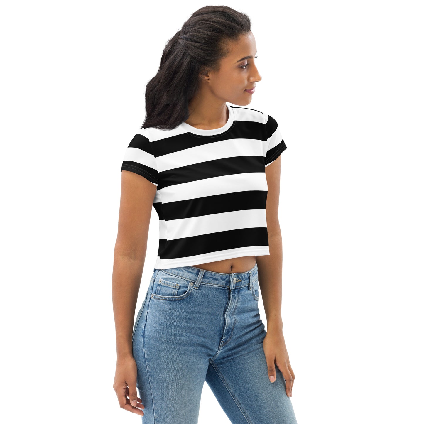 Black and White Stripe Crop Tee