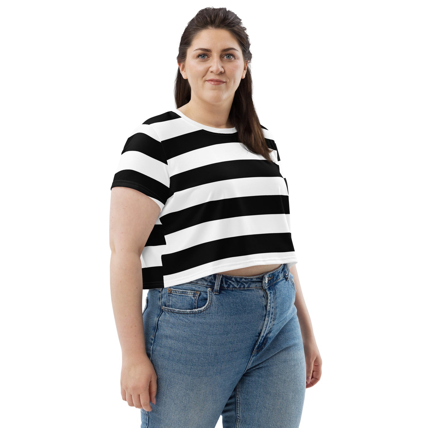 Black and White Stripe Crop Tee