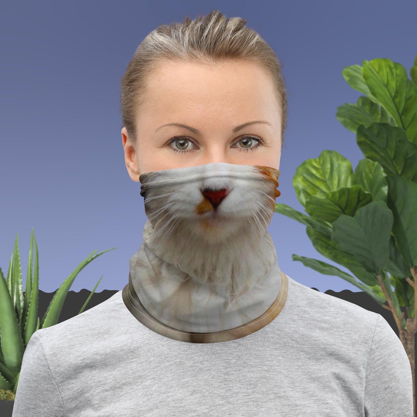 Real Cat Face Print Neck Gaiter