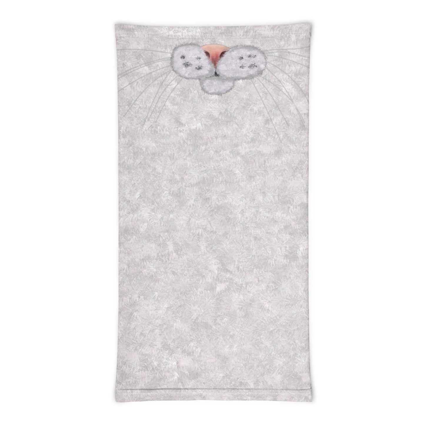 White Cat Face Print Neck Gaiter
