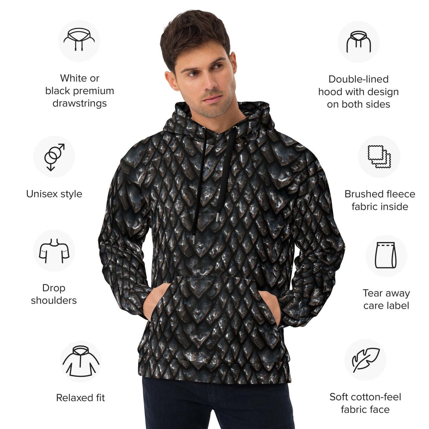 Onyx Dragon Scale Unisex Hoodie