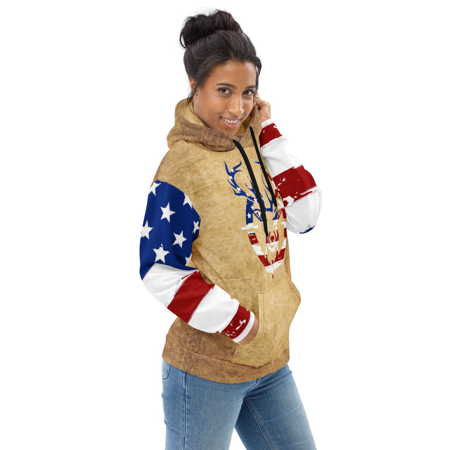 Patriot Distressed Suede Print Unisex Hoodie