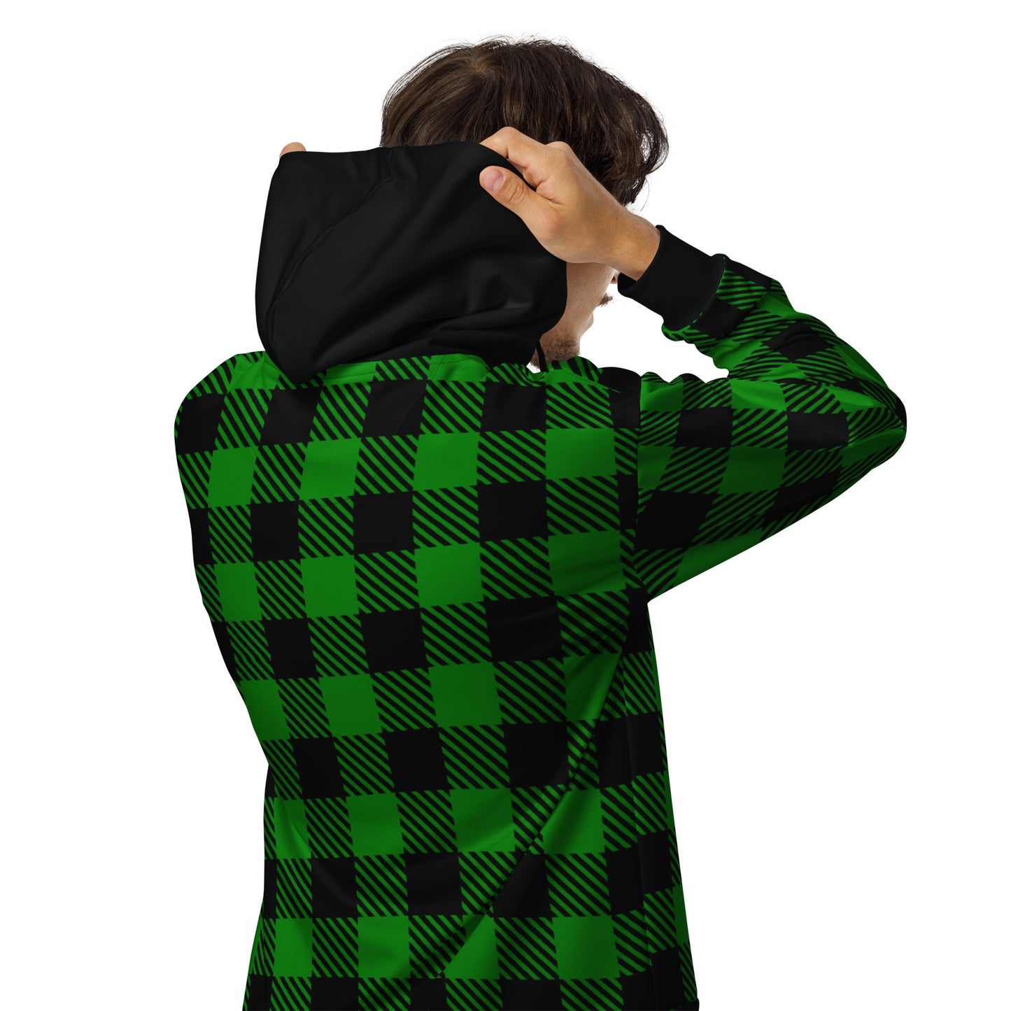Green and Black Tartan Unisex Zip Hoodie