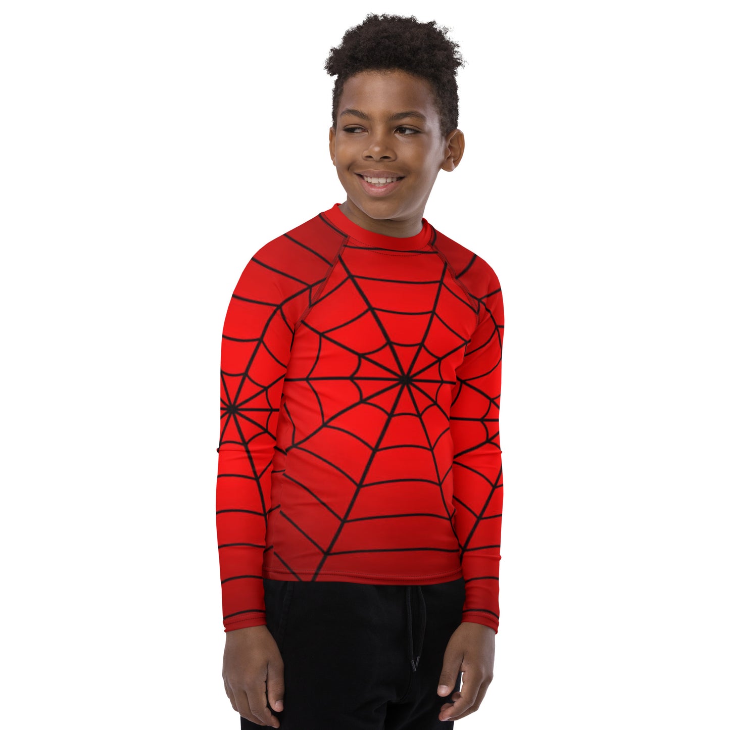 Crimson Spider Web Youth Rash Guard