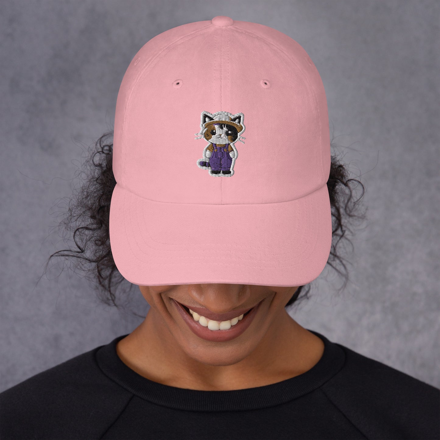 Kitten in Overalls Dad hat