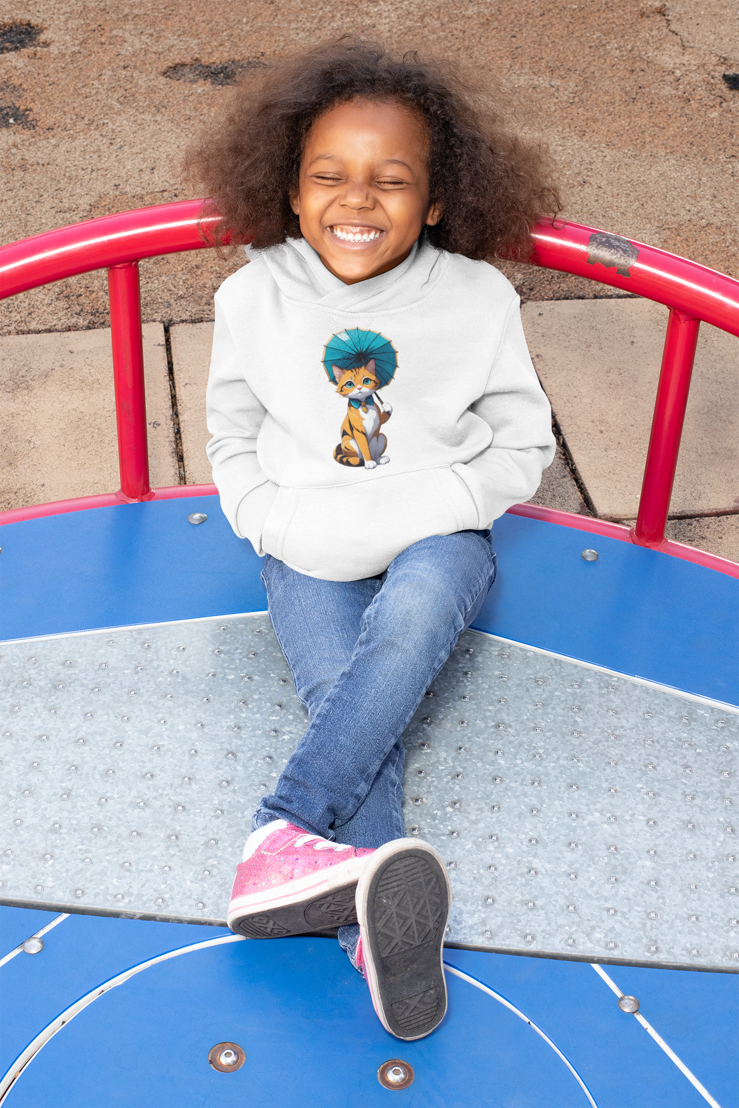 Kitten with a Parasol Youth Heavy Blend Hoodie