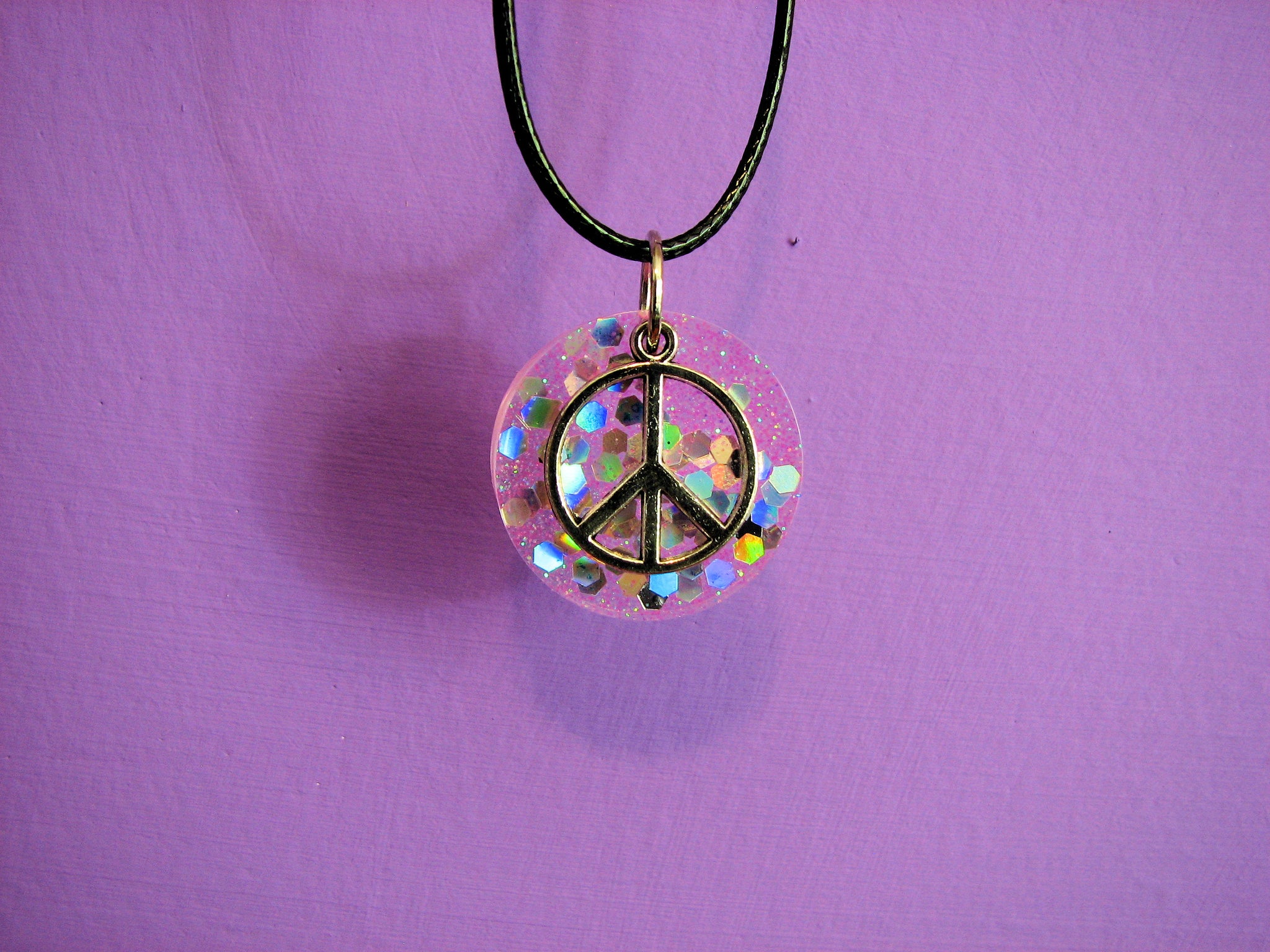 Peace Sign Resin Charm Necklace
