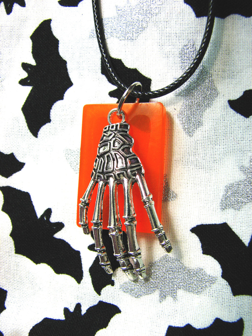 Skeletal Hand Resin and Charm Necklace