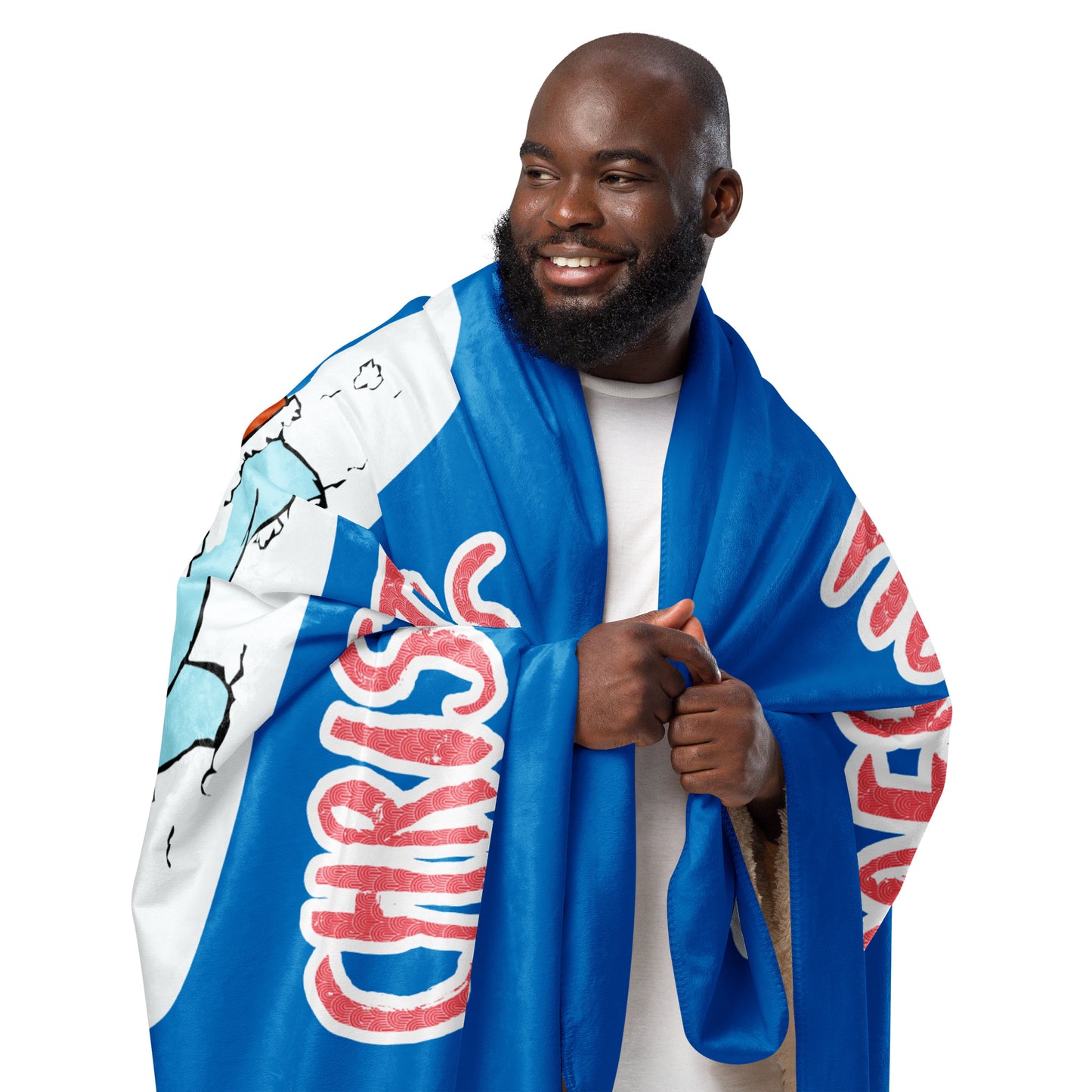 Merry Christmas Santa Bear Sherpa Blanket
