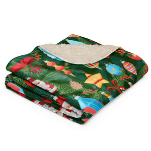Decorated Tree Sherpa Blanket
