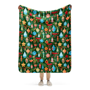 Decorated Tree Sherpa Blanket