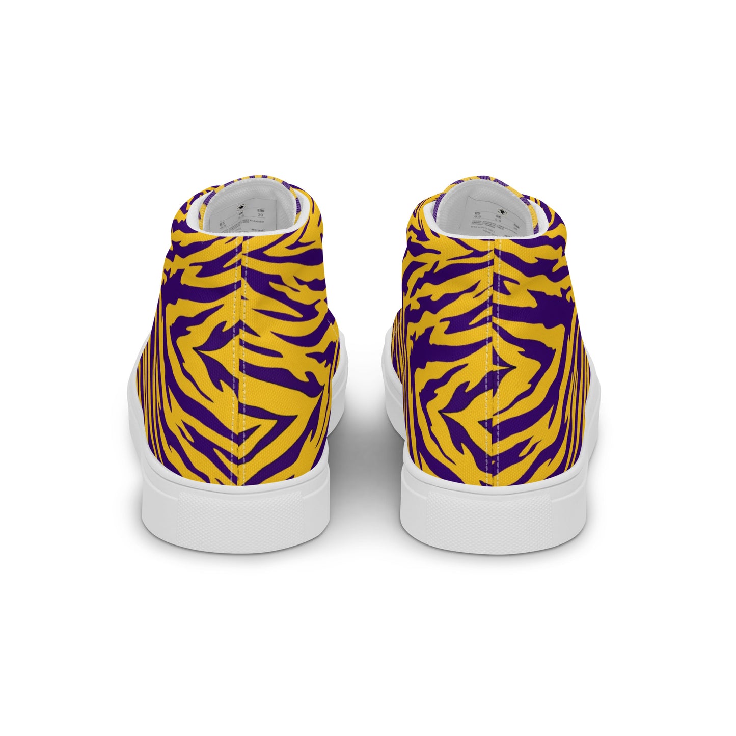 Purple and Gold Women’s High Top Canvas Shoes