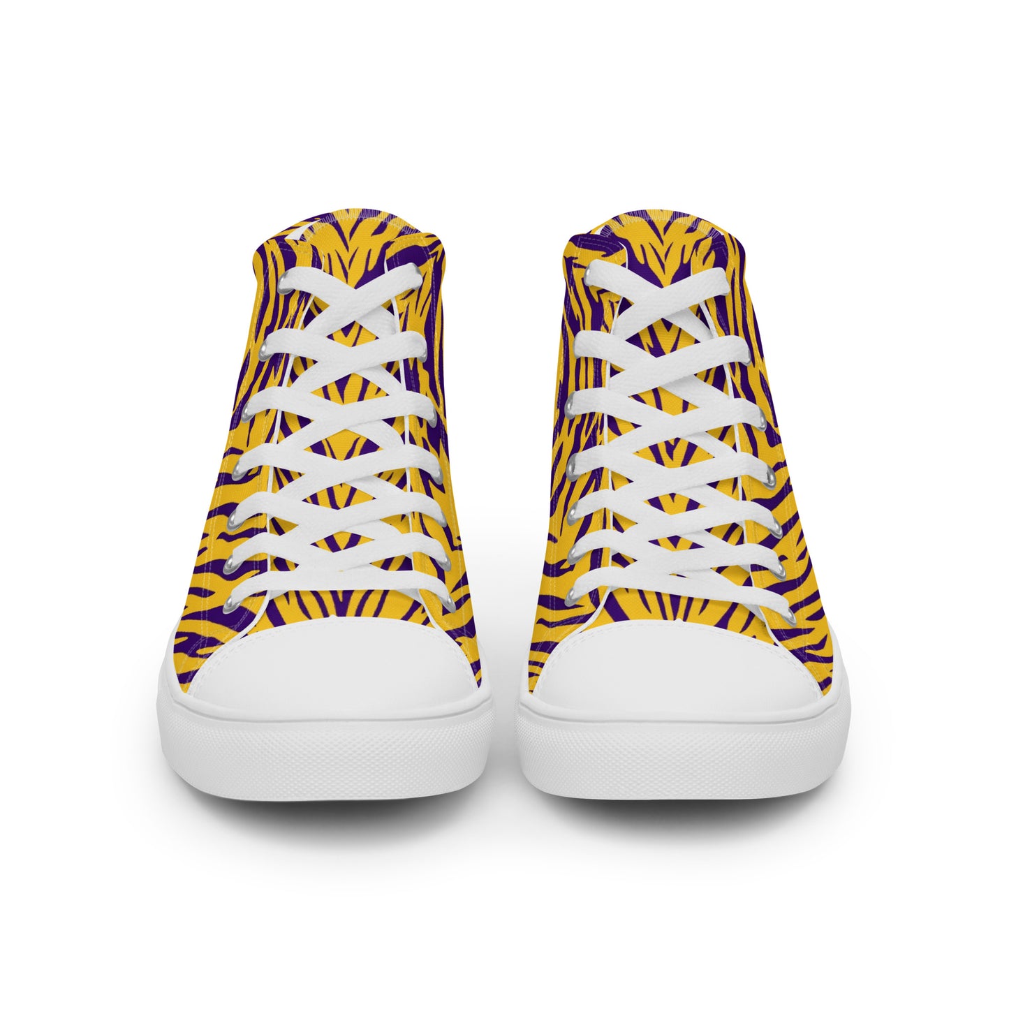 Purple and Gold Women’s High Top Canvas Shoes