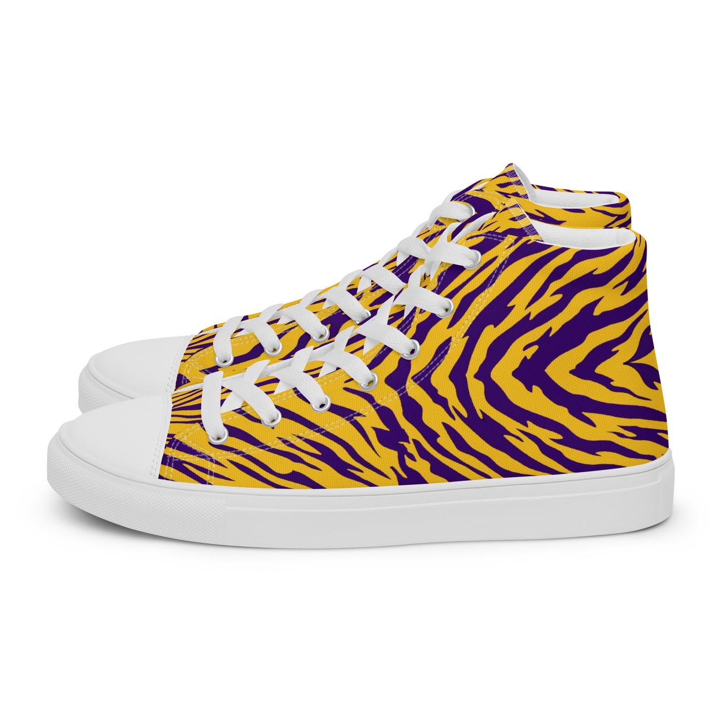 Purple and Gold Women’s High Top Canvas Shoes