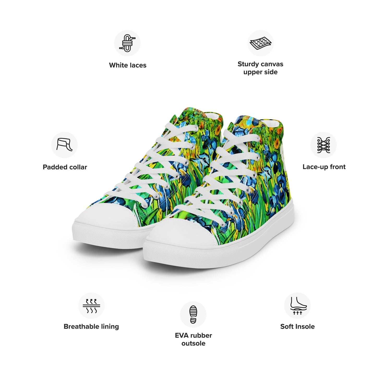 Irises by van Gogh Women’s High Top Canvas Shoes