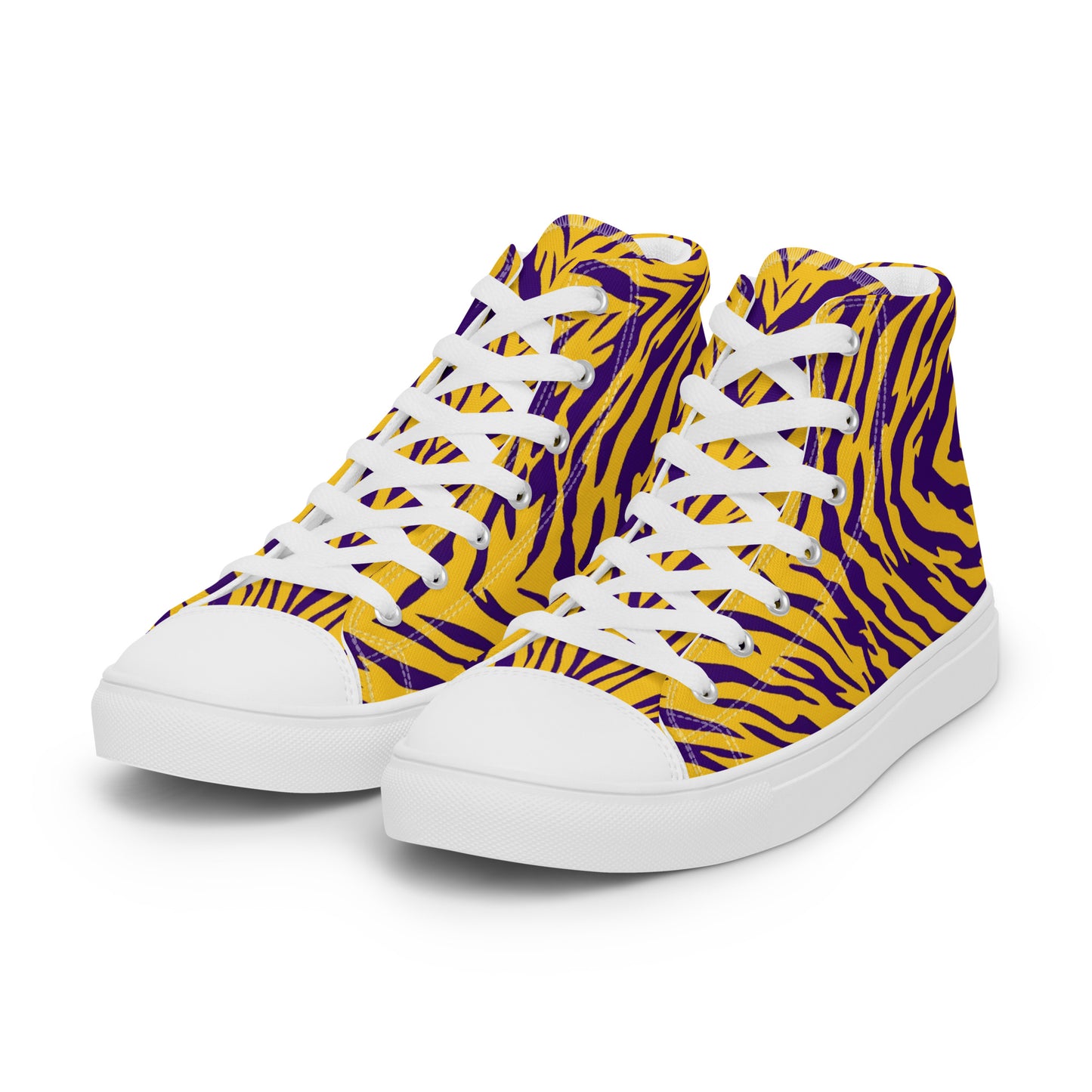 Purple and Gold Women’s High Top Canvas Shoes