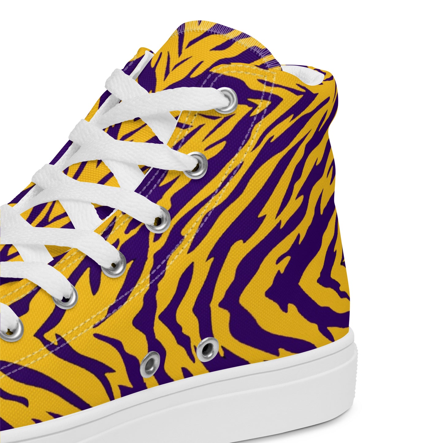 Purple and Gold Women’s High Top Canvas Shoes