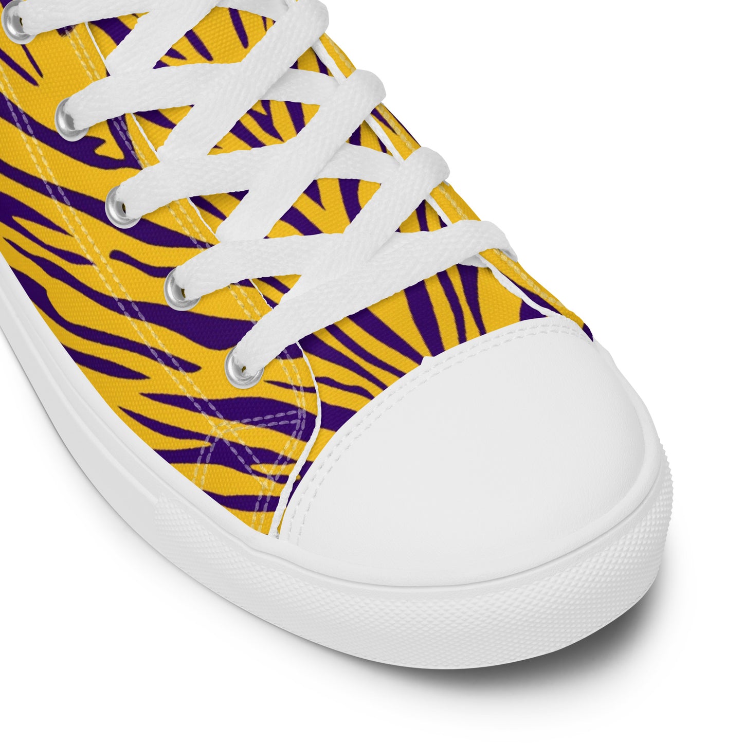 Purple and Gold Women’s High Top Canvas Shoes