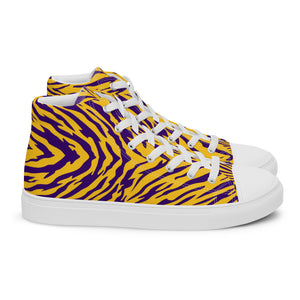 Purple and Gold Women’s High Top Canvas Shoes