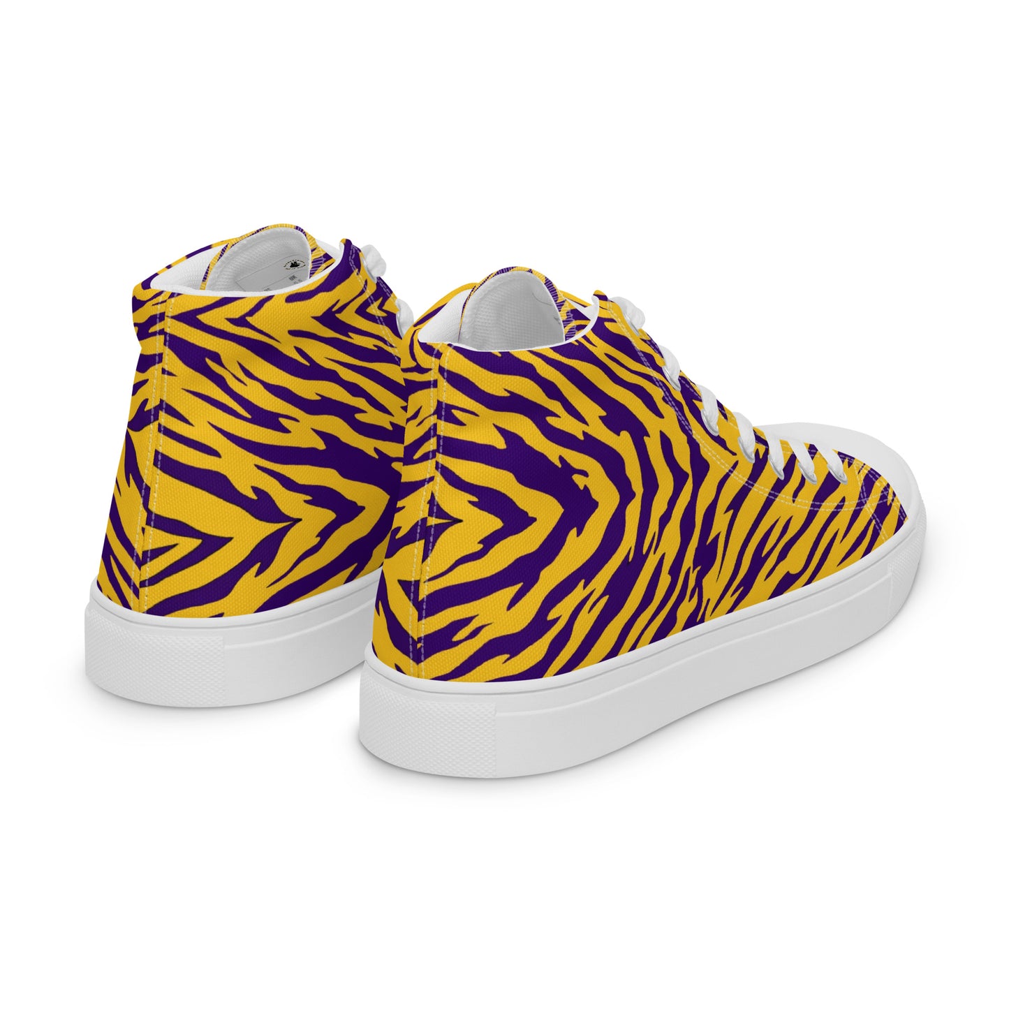 Purple and Gold Women’s High Top Canvas Shoes