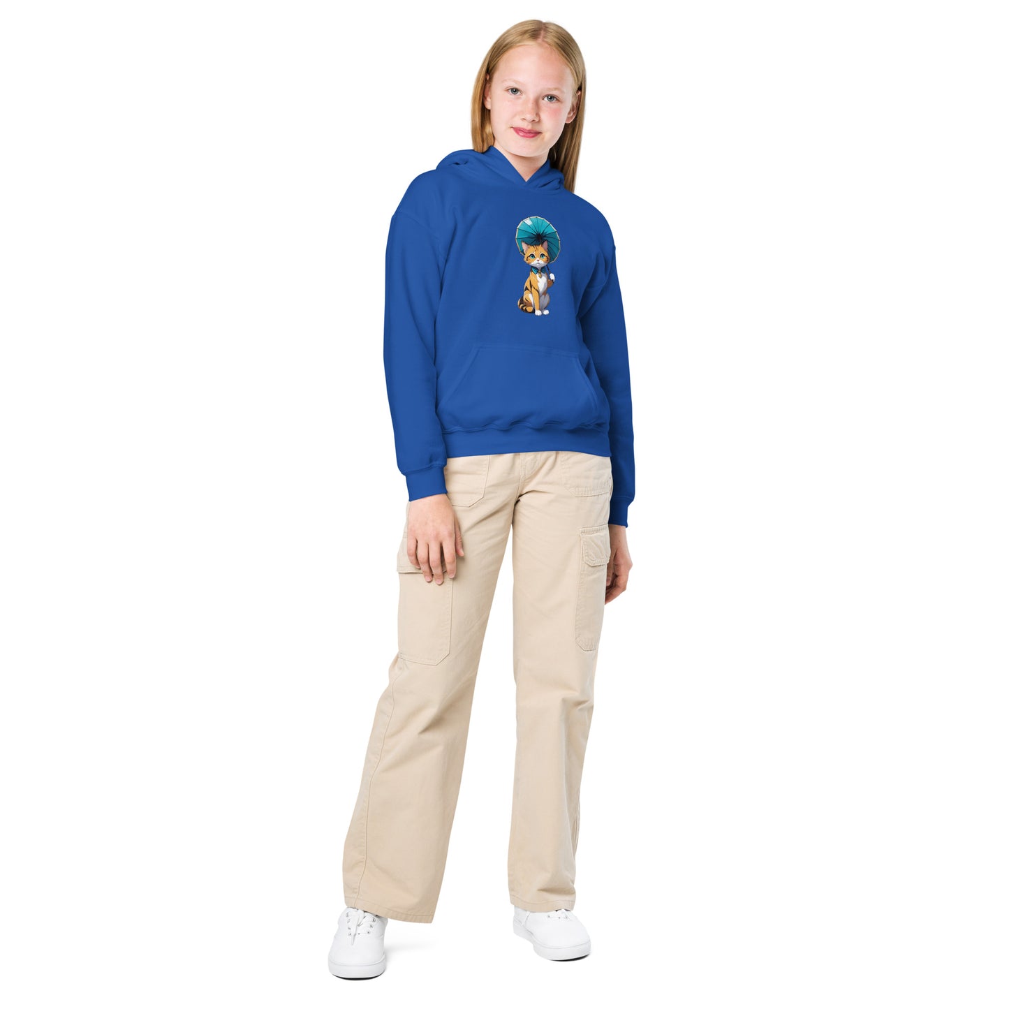Kitten with a Parasol Youth Heavy Blend Hoodie