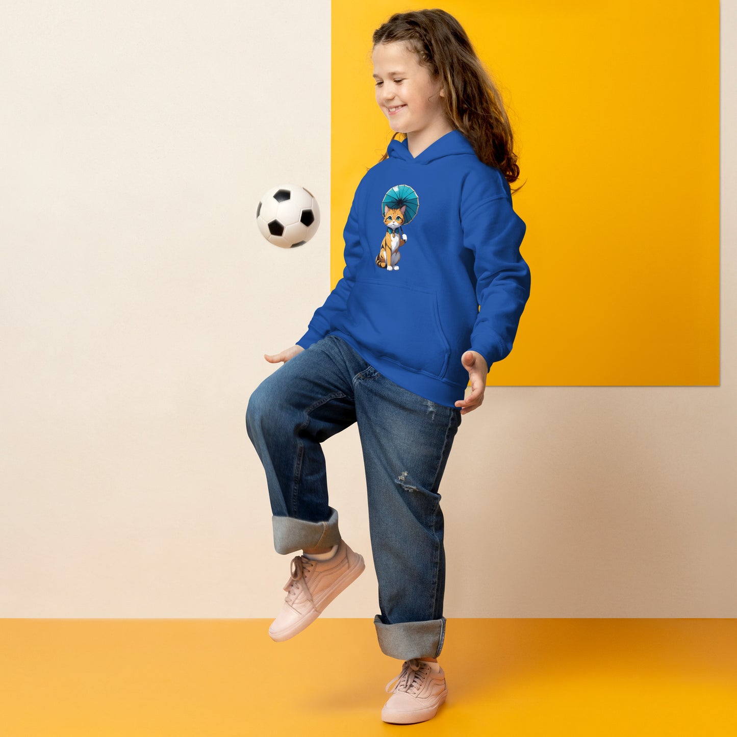 Kitten with a Parasol Youth Heavy Blend Hoodie