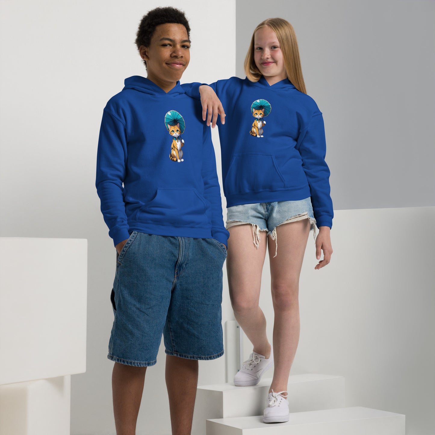 Kitten with a Parasol Youth Heavy Blend Hoodie