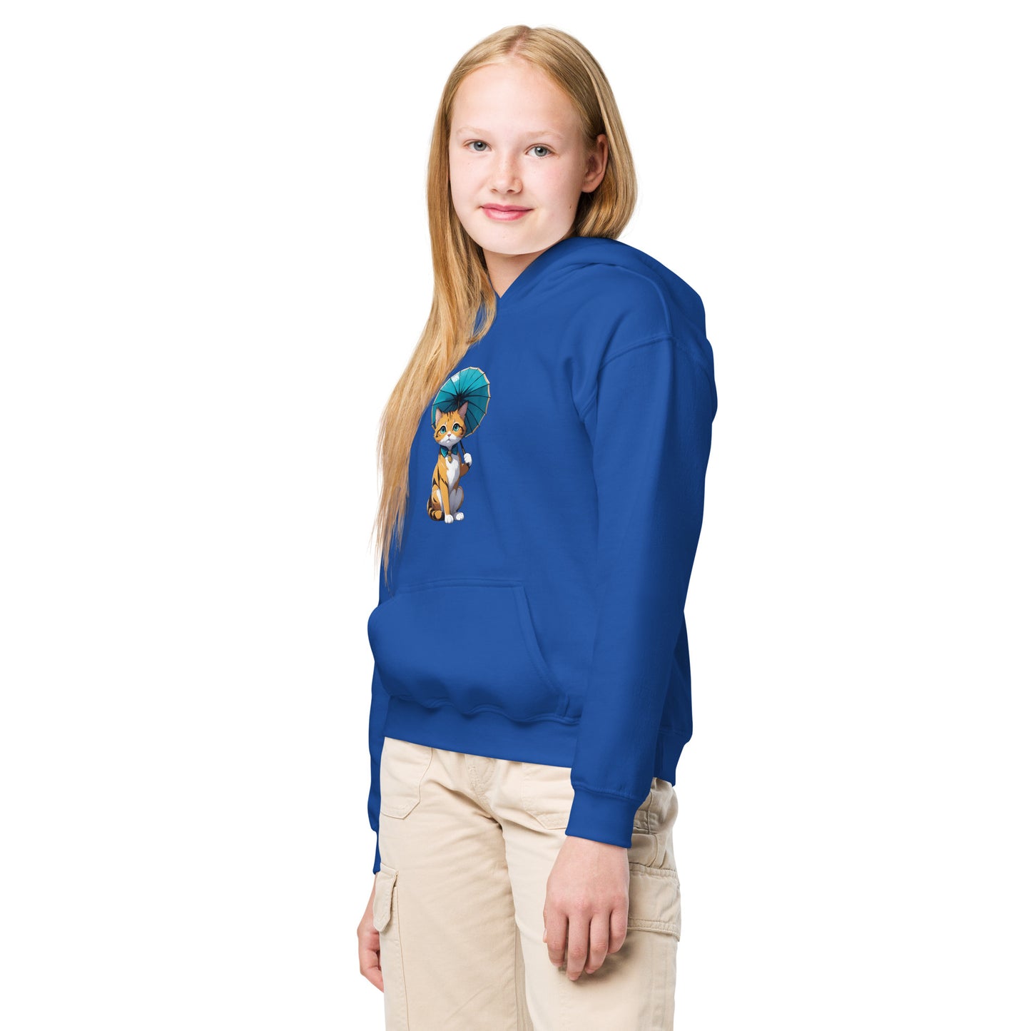 Kitten with a Parasol Youth Heavy Blend Hoodie