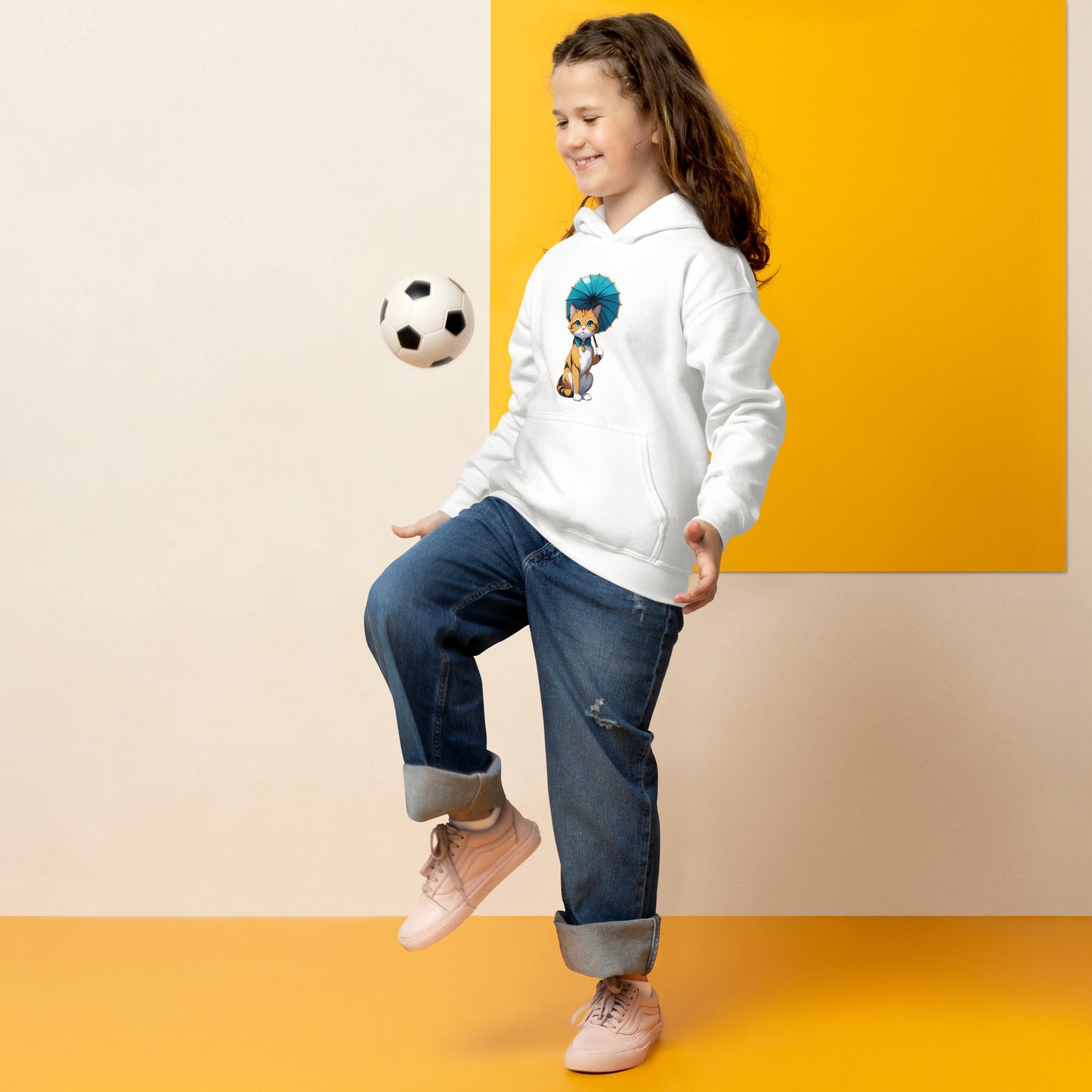 Kitten with a Parasol Youth Heavy Blend Hoodie