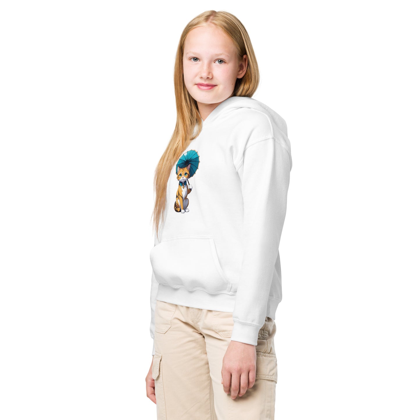 Kitten with a Parasol Youth Heavy Blend Hoodie