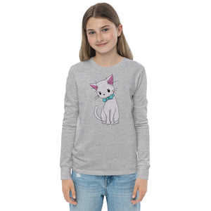 Cat with Bow Tie Youth Long Sleeve Tee