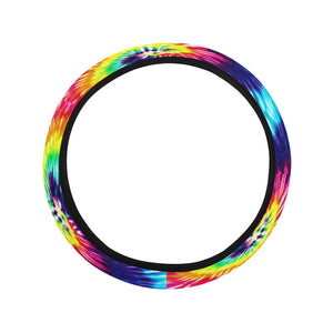 Rainbow Tie Dye Swirl Steering Wheel Cover with Elastic Edge