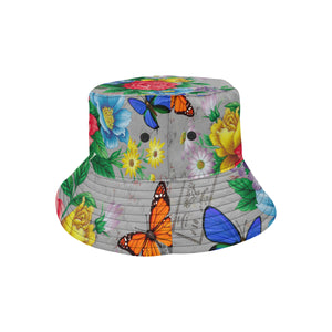 Colorful Butterflies and Flowers Bucket Hat