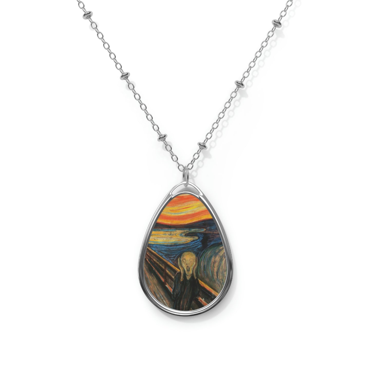 The Scream by Edvard Munch Oval Necklace
