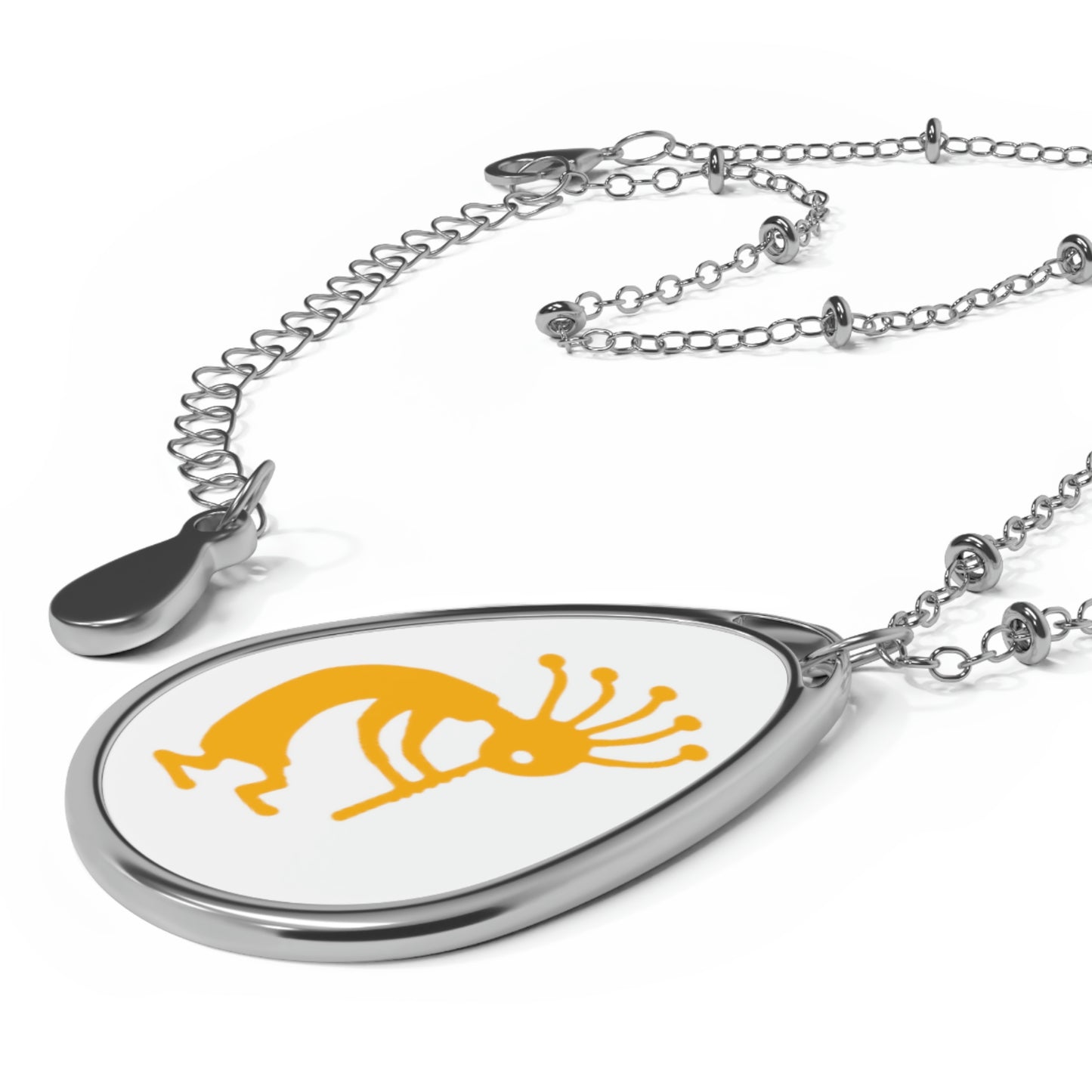 Yellow Kokopelli Oval Necklace