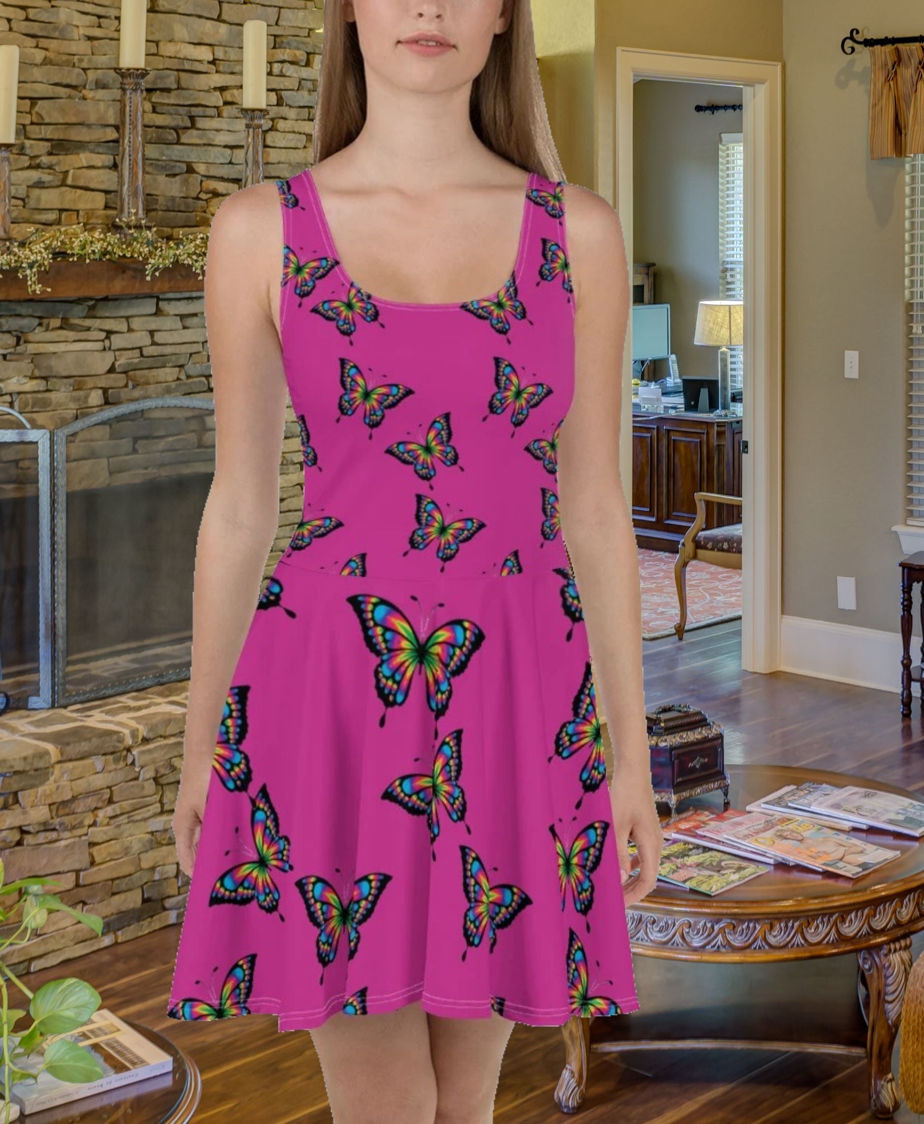 butterfly skater dress Windsor Enchanting Impression Butterfly Lace-Up Skater Dress