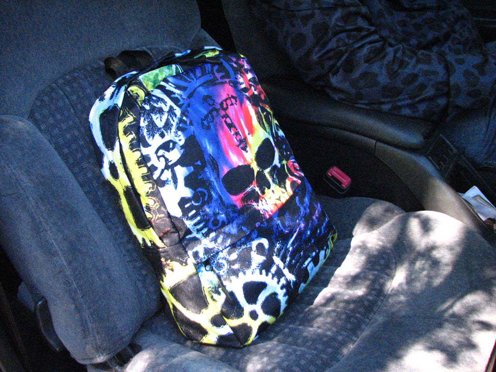 Tie Dye Steampunk Skull Water-Resistant Backpack